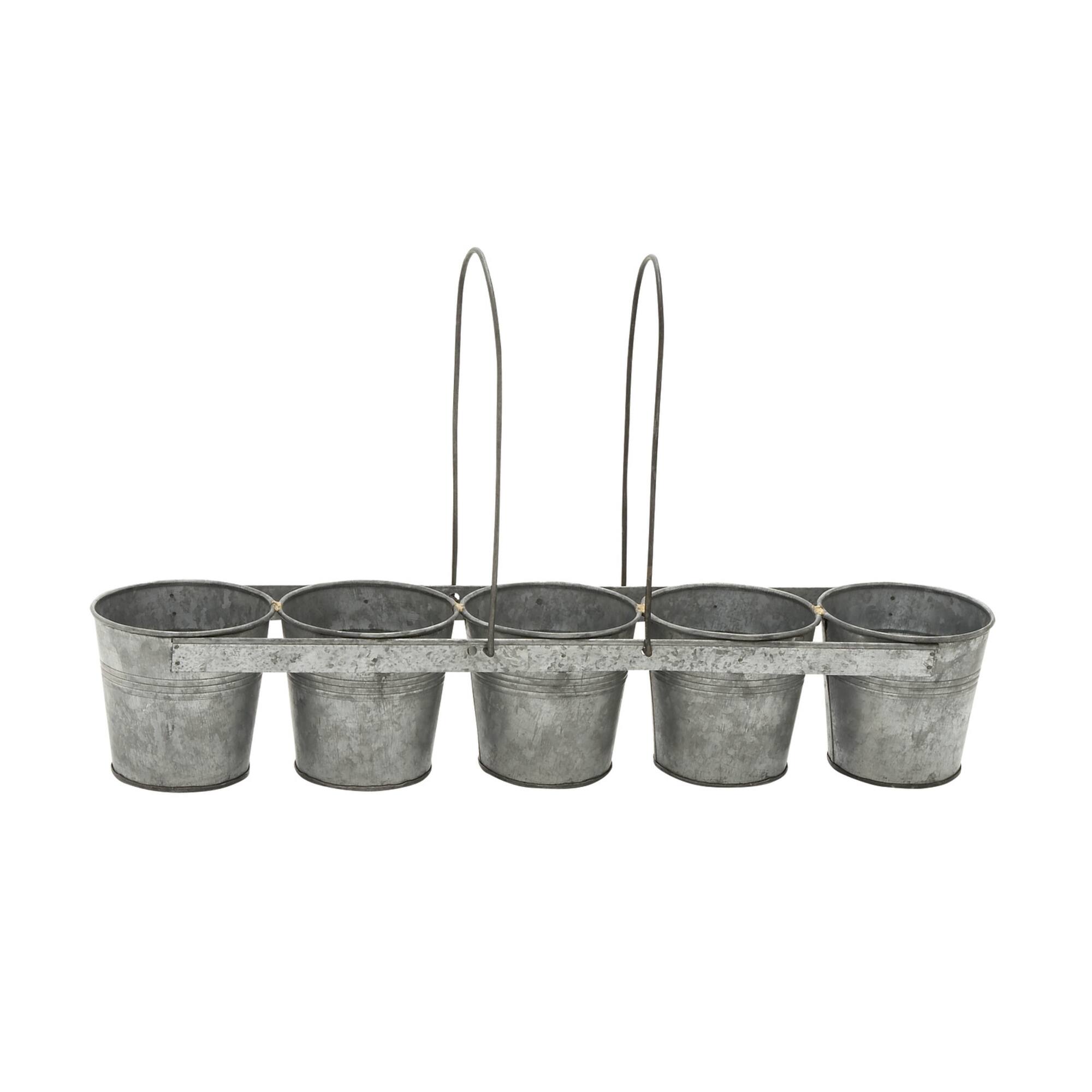 Gray Metal Farmhouse 5-Pot Planter